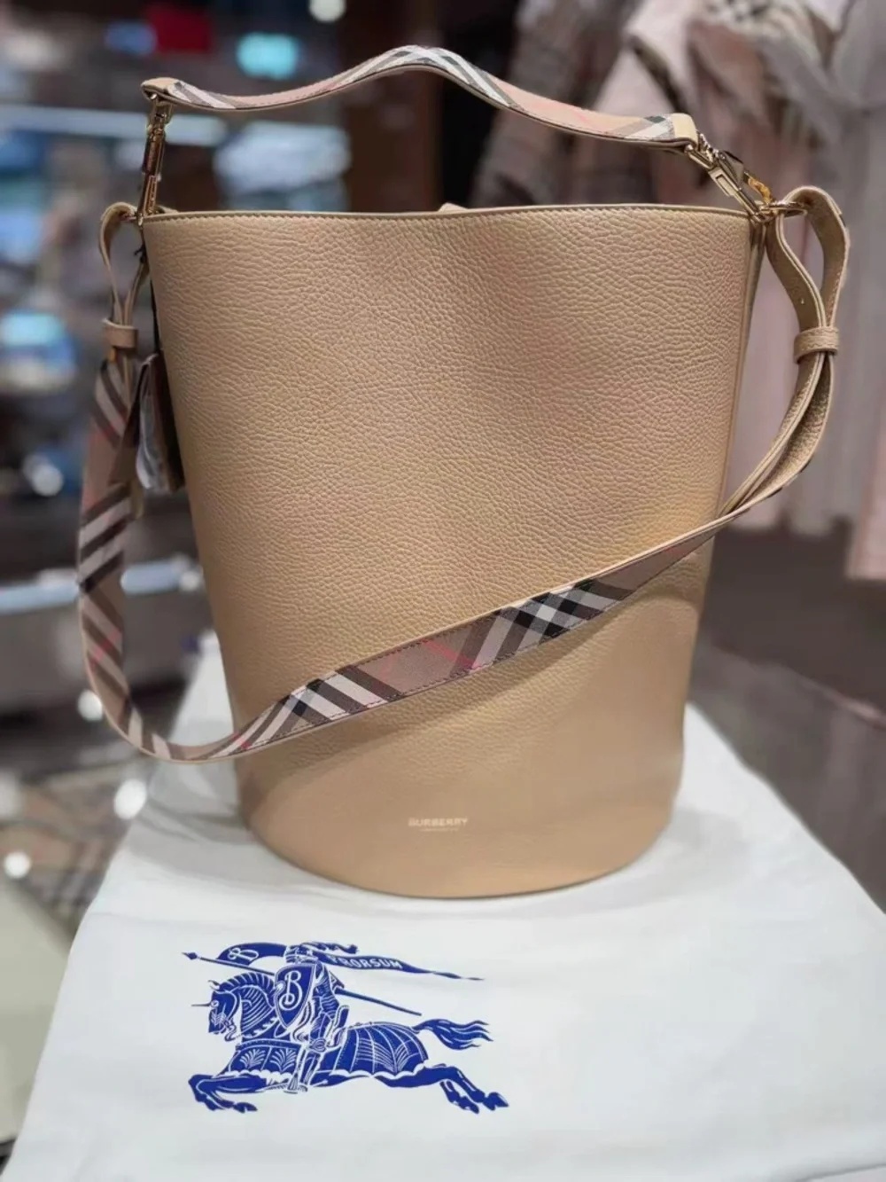 Burberry Black Leather Bucket Bag Medium